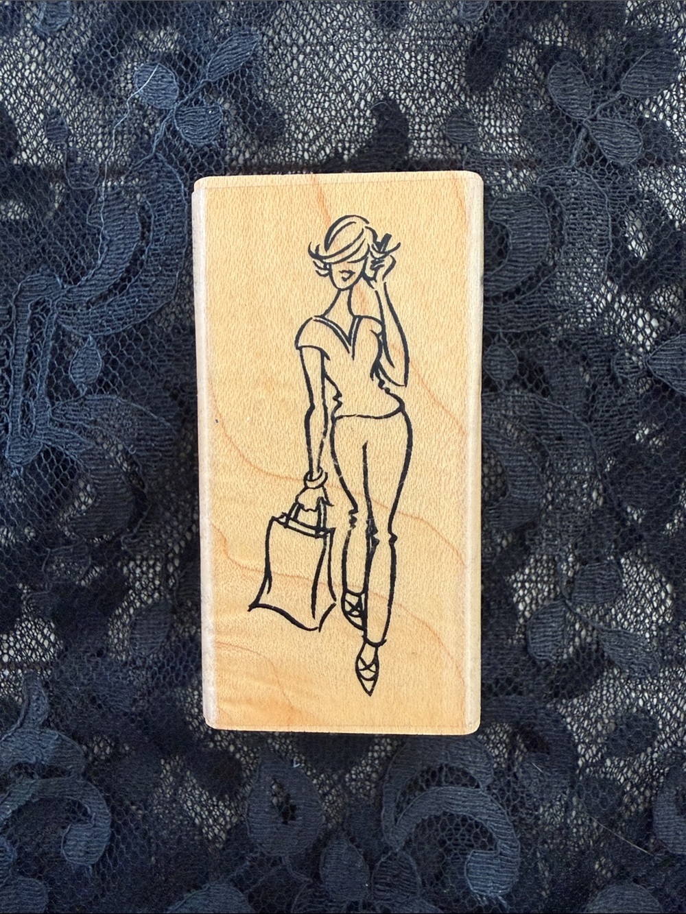Stampendous Rubber Stamp Lady Shopping